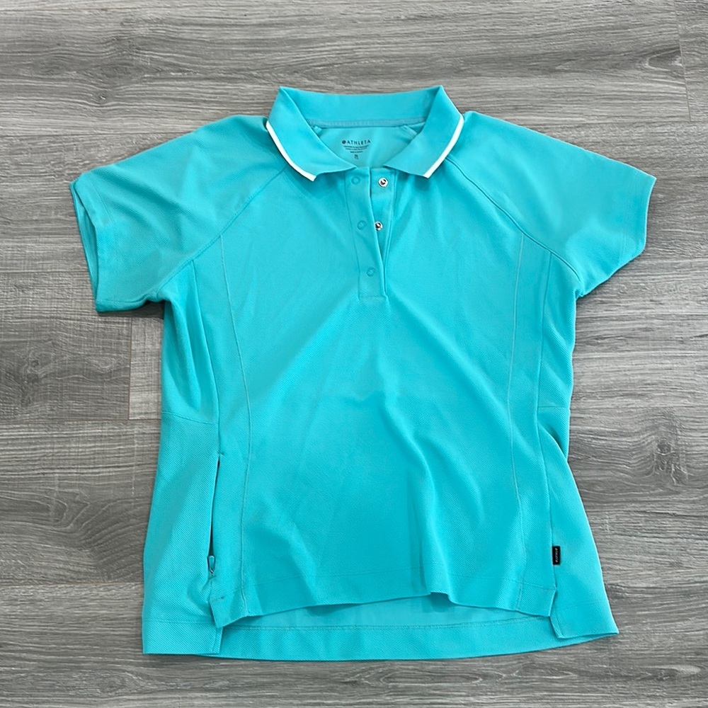 Athleta Teal Polo Shirt with Zipper Pocket - NWOT